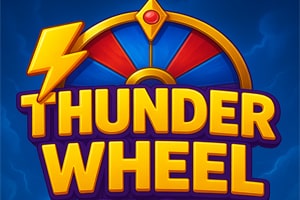 Slotbaba Thunder Wheel oyununun enerji efektleriyle çevrili büyük ödül çarkı
